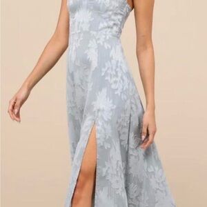 Lulus Light Blue Grey Midi Dress